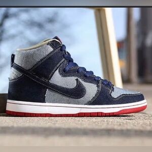 NIKE SB DUNK HIGH REESE FORBES DENIM MENS SZ 10.5 BRAND NEW RARE & 100%AUTHENTIC